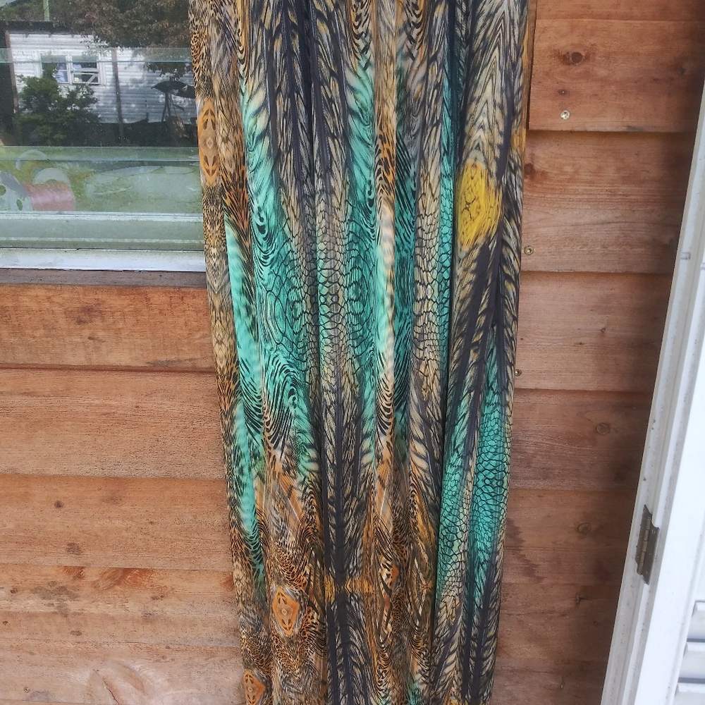 NWT- MULTI TIGER PRINT CROSS OVER HALTERNECK MAXI DRESS/COVER UP - Picture 7 of 16
